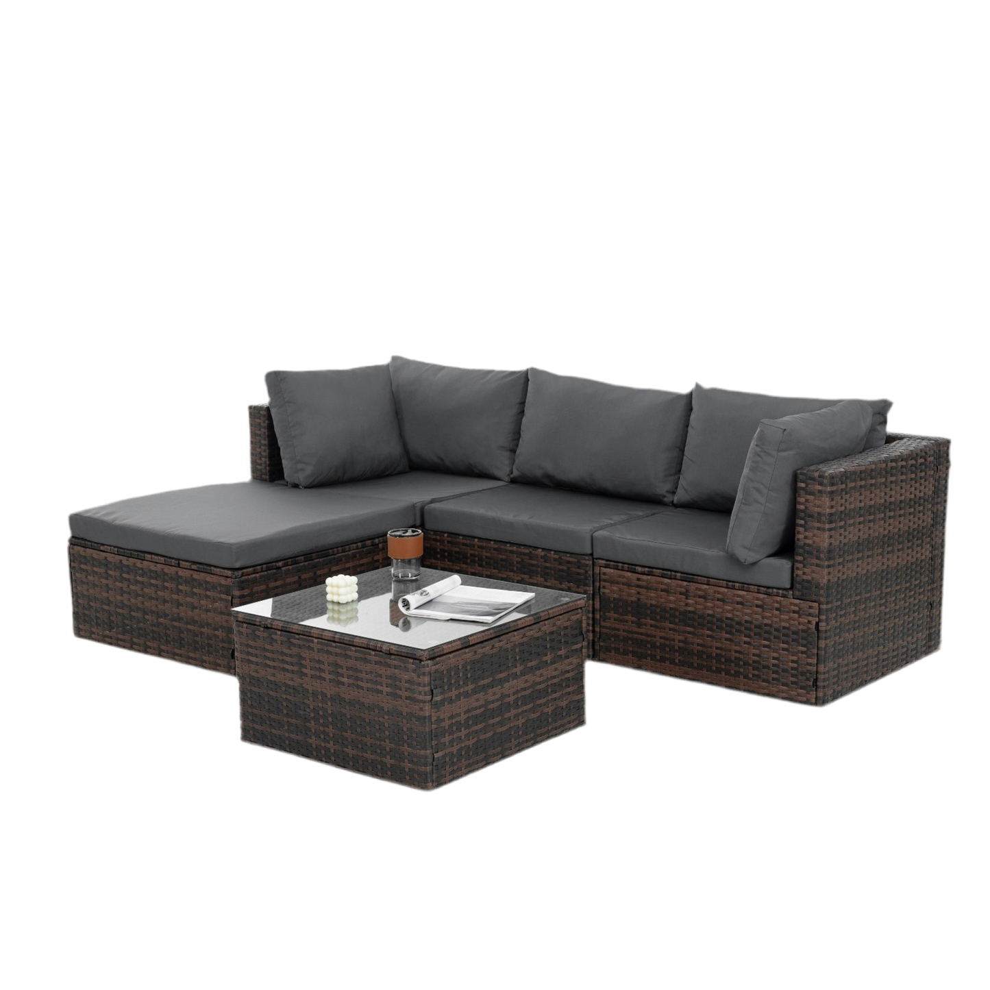 Patio Furniture, Outdoor Furniture, Seasonal PE Wicker Furniture, 5 Set Wicker Furniture With Temper