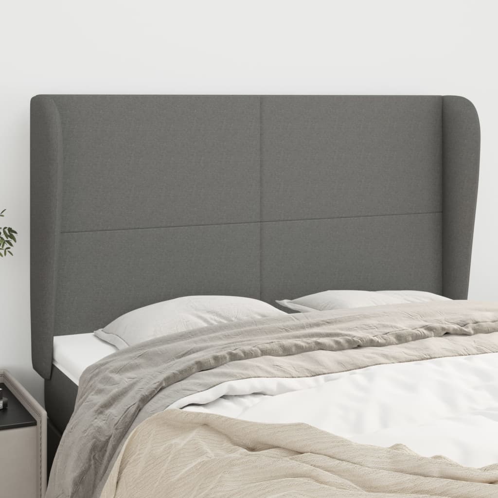 NNEVL Headboard with Ears Dark Grey 147x23x118/128 cm Fabric