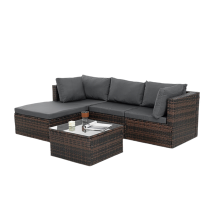 Patio Furniture, Outdoor Furniture, Seasonal PE Wicker Furniture, 5 Set Wicker Furniture With Temper