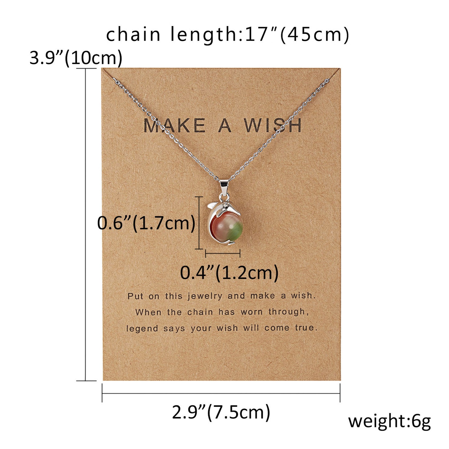 Dolphin Natural Stone Paper Card Necklace