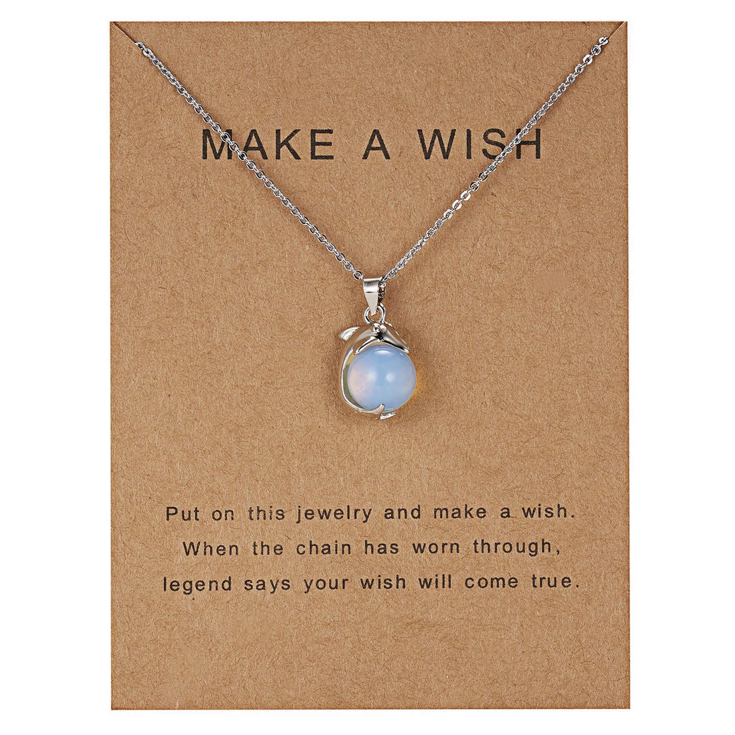 Dolphin Natural Stone Paper Card Necklace