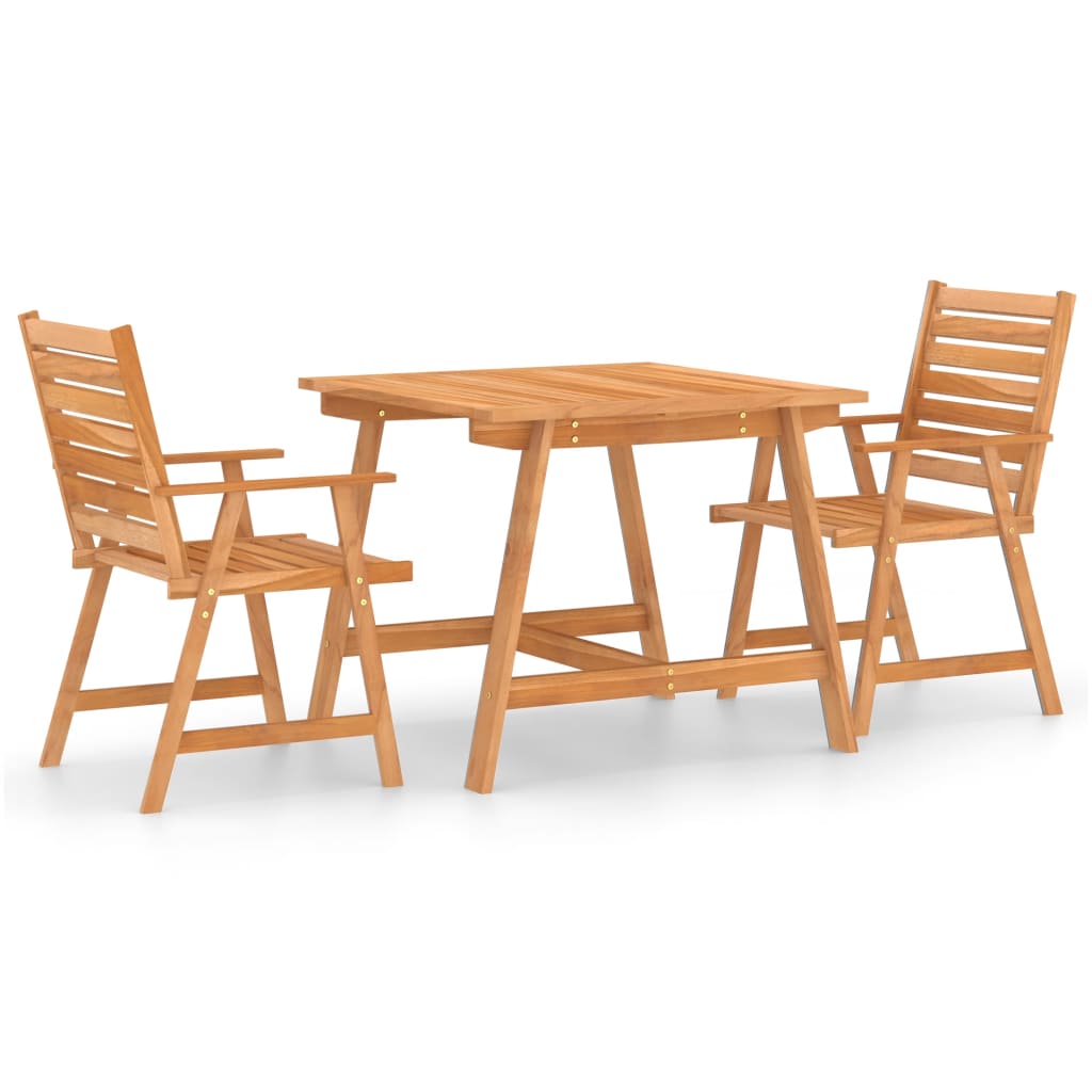 NNEVL 3 Piece Garden Dining Set Solid Acacia Wood