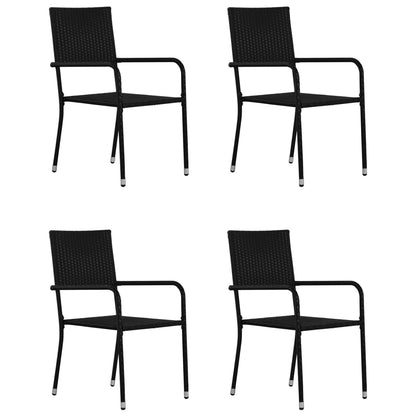 NNEVL 5 Piece Garden Dining Set Poly Rattan Black
