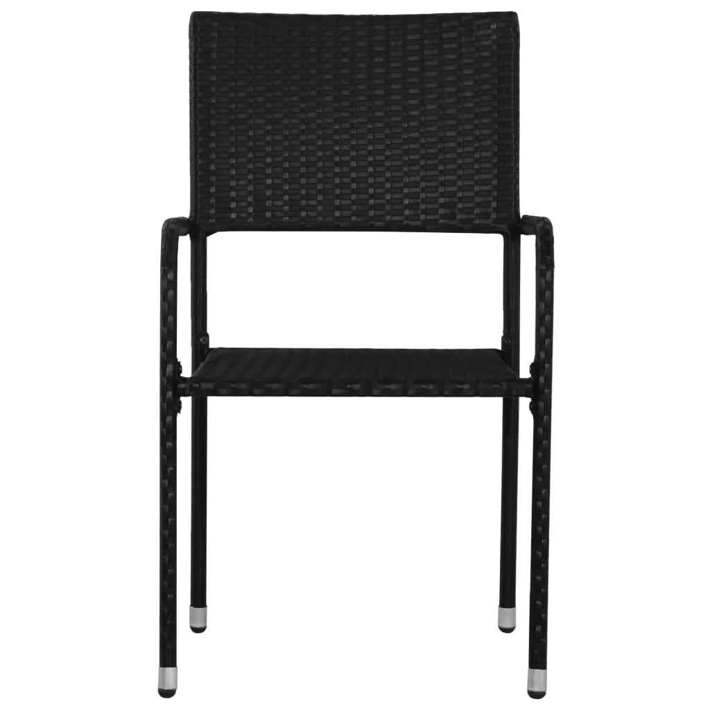NNEVL 5 Piece Garden Dining Set Poly Rattan Black