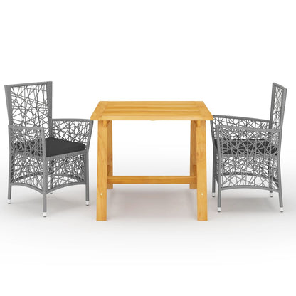 NNEVL 3 Piece Garden Dining Set Grey