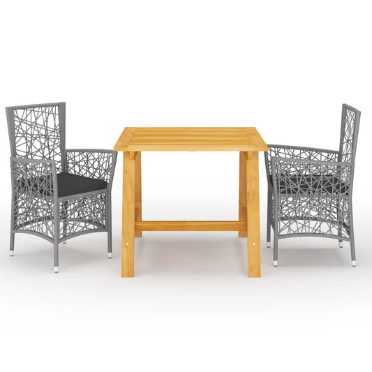 NNEVL 3 Piece Garden Dining Set Grey