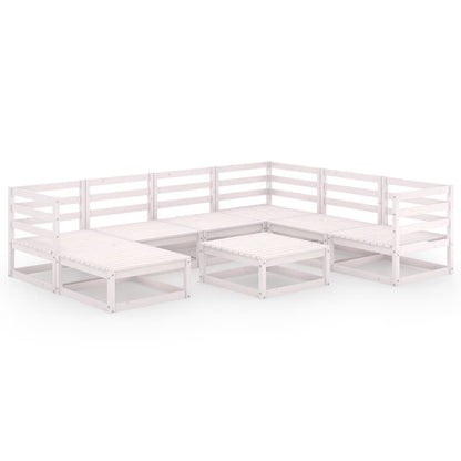 NNEVL 8 Piece Garden Lounge Set White Solid Pinewood