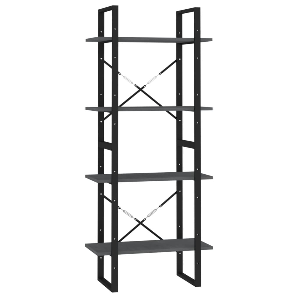 NNEVL 4-Tier Book Cabinet Grey 60x30x140 cm Solid Pine Wood