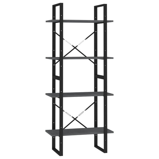 NNEVL 4-Tier Book Cabinet Grey 60x30x140 cm Solid Pine Wood