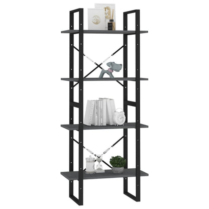 NNEVL 4-Tier Book Cabinet Grey 60x30x140 cm Solid Pine Wood