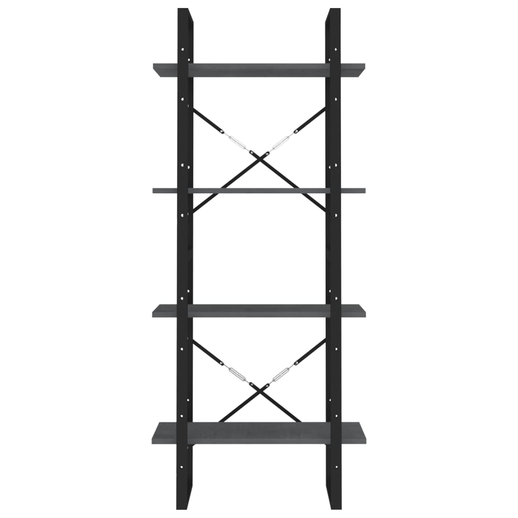 NNEVL 4-Tier Book Cabinet Grey 60x30x140 cm Solid Pine Wood