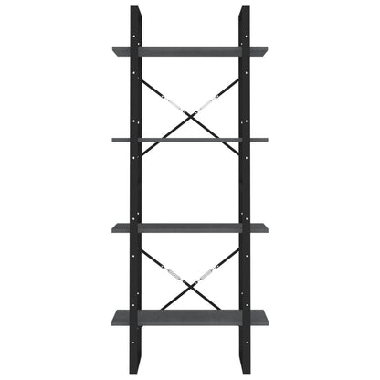 NNEVL 4-Tier Book Cabinet Grey 60x30x140 cm Solid Pine Wood