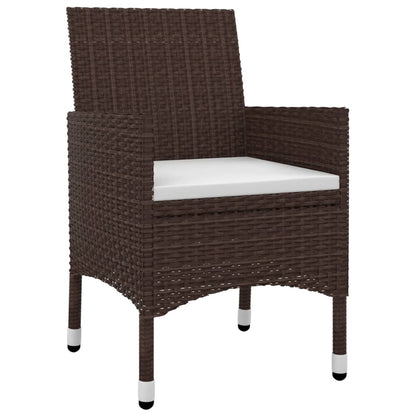 NNEVL 3 Piece Garden Dining Set with Cushions Poly Rattan and Glass