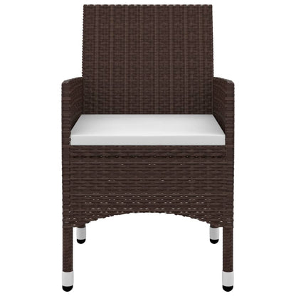 NNEVL 3 Piece Garden Dining Set with Cushions Poly Rattan and Glass