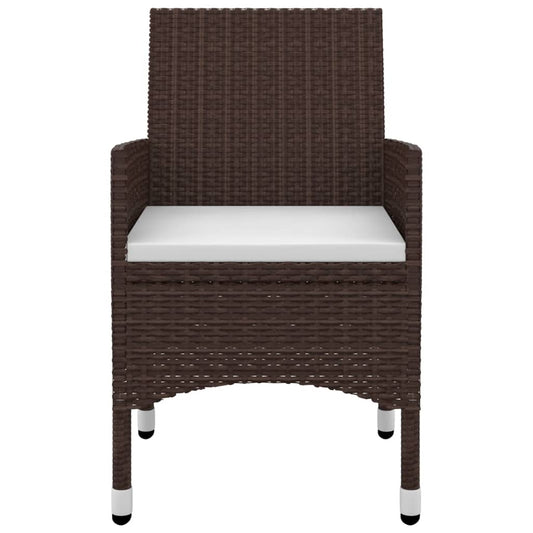 NNEVL 3 Piece Garden Dining Set with Cushions Poly Rattan and Glass
