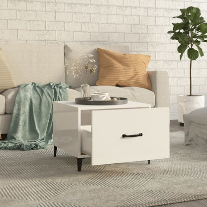 NNEVL Coffee Tables with Metal Legs 2 pcs High Gloss White 50x50x40 cm