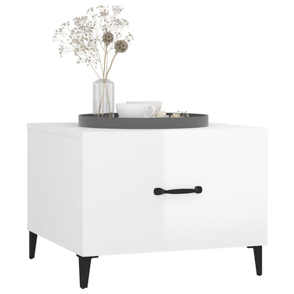 NNEVL Coffee Tables with Metal Legs 2 pcs High Gloss White 50x50x40 cm