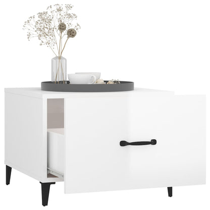 NNEVL Coffee Tables with Metal Legs 2 pcs High Gloss White 50x50x40 cm