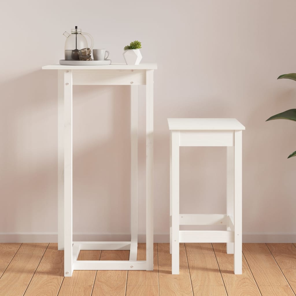 NNEVL Bar Table White 60x60x110 cm Solid Wood Pine