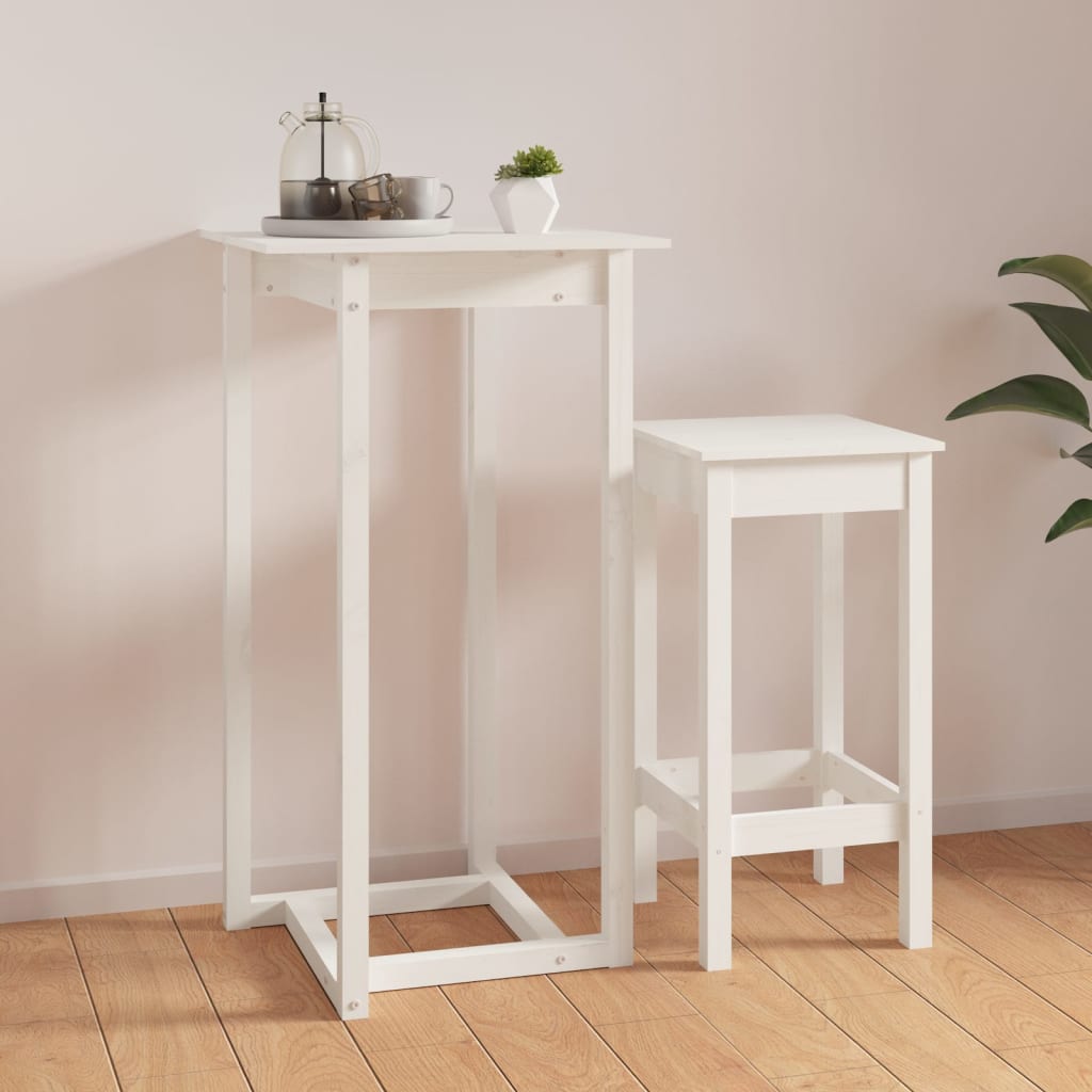 NNEVL Bar Table White 60x60x110 cm Solid Wood Pine
