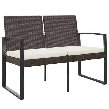 NNEVL 2-Seater Garden Bench with Cushions Brown PP Rattan