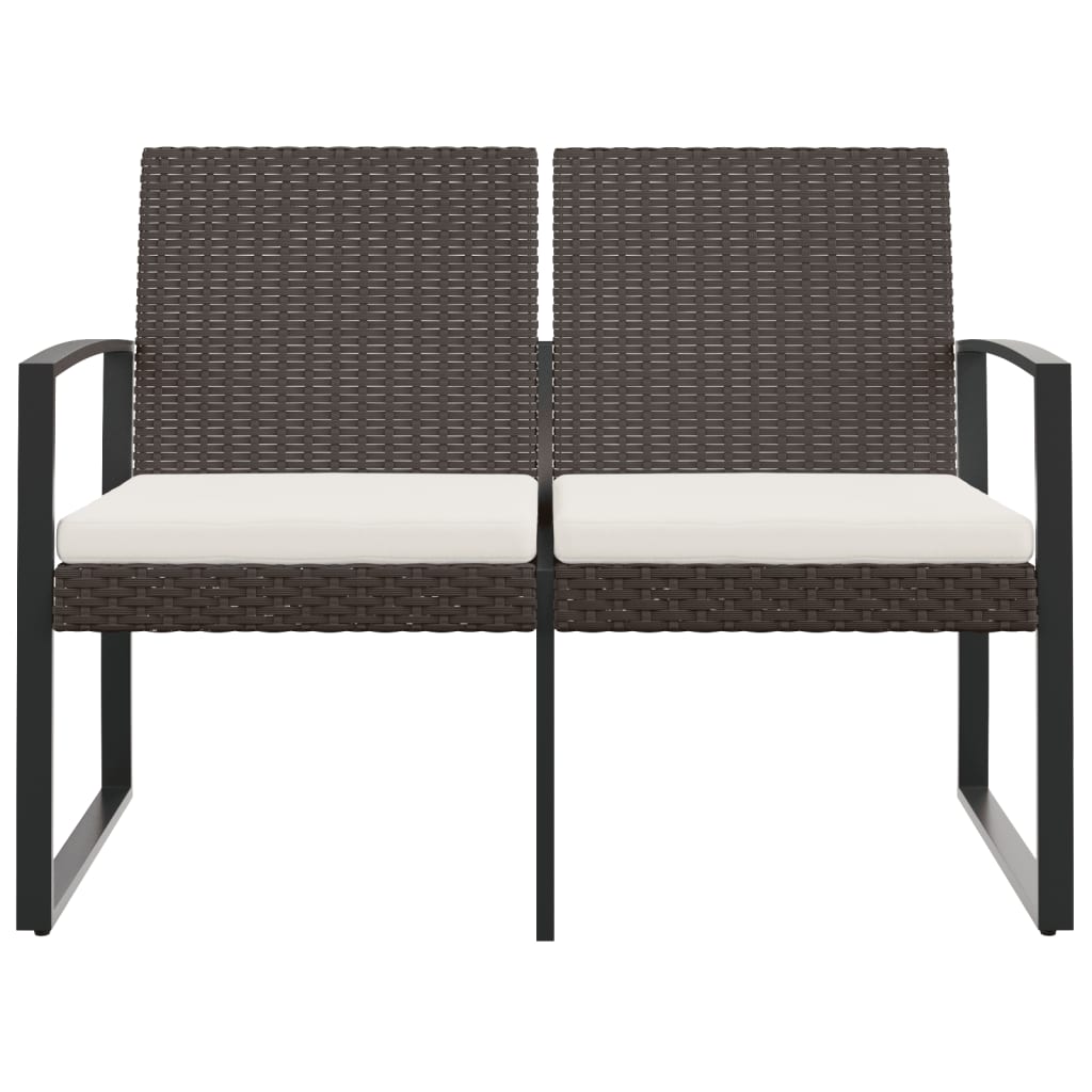 NNEVL 2-Seater Garden Bench with Cushions Brown PP Rattan