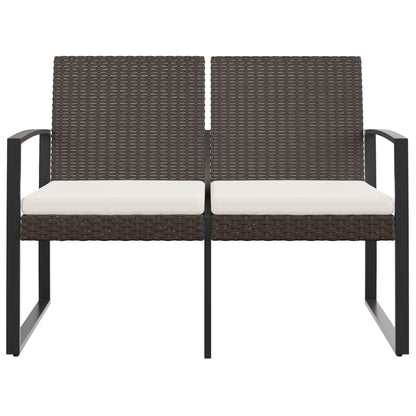 NNEVL 2-Seater Garden Bench with Cushions Brown PP Rattan