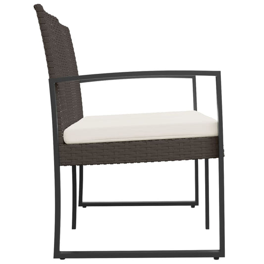 NNEVL 2-Seater Garden Bench with Cushions Brown PP Rattan