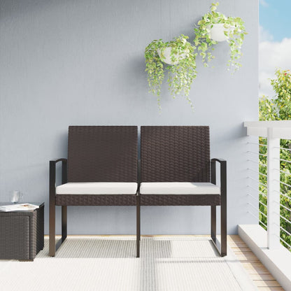 NNEVL 2-Seater Garden Bench with Cushions Brown PP Rattan