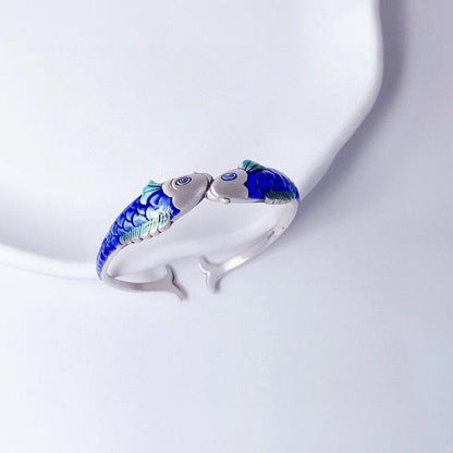 Ethnic Style Epoxy Technology Blue Carp Bracelet