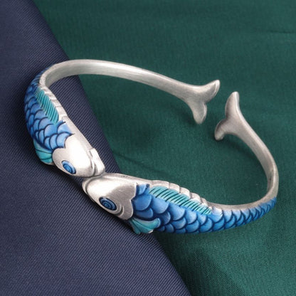 Ethnic Style Epoxy Technology Blue Carp Bracelet