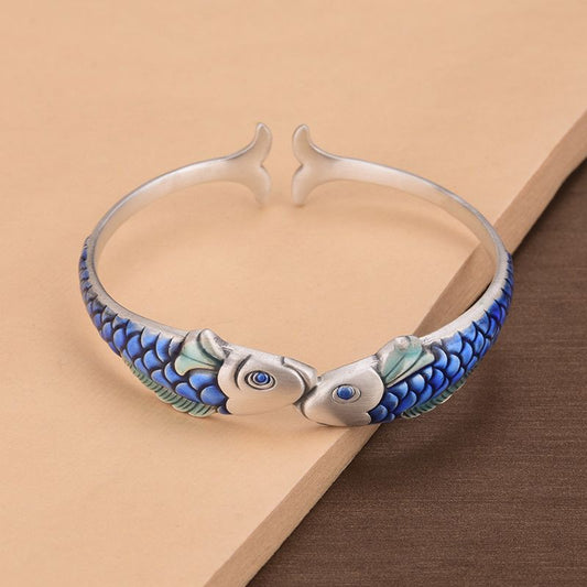 Ethnic Style Epoxy Technology Blue Carp Bracelet