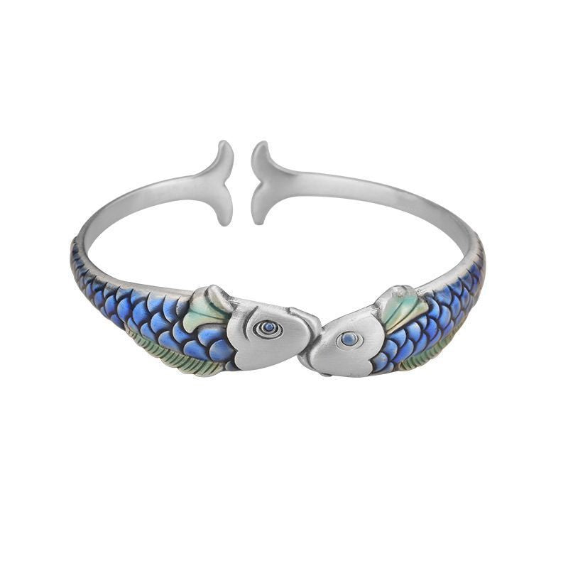 Ethnic Style Epoxy Technology Blue Carp Bracelet