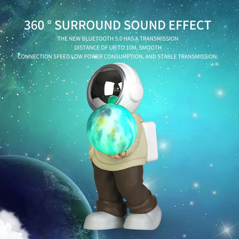 NNEDSZ Holding the romantic moon (black top + red pants) Creative Astronaut Bluetooth Speaker with 3D Starry Sky Lighting, Portable Wireless Moon Lamp Speaker - Perfect Gift for Space Enthusiasts