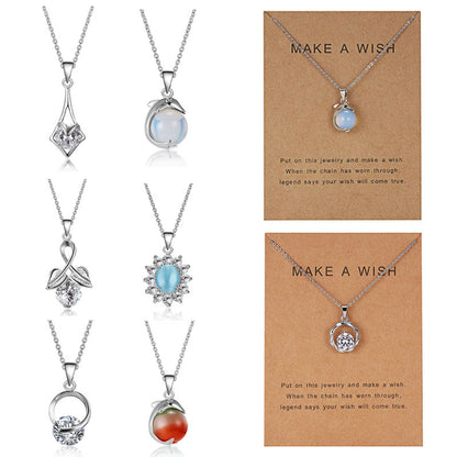 Dolphin Natural Stone Paper Card Necklace