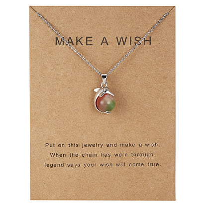Dolphin Natural Stone Paper Card Necklace