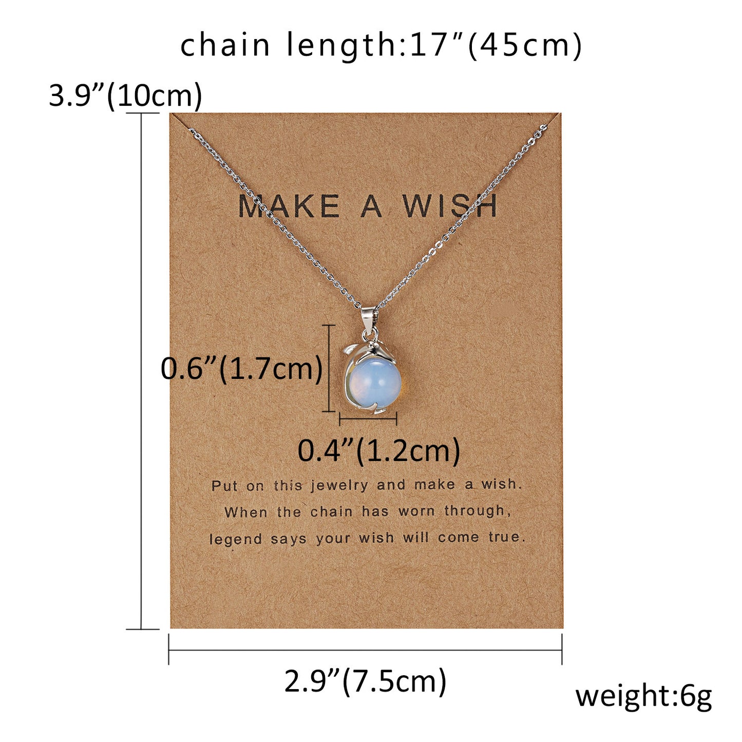 Dolphin Natural Stone Paper Card Necklace