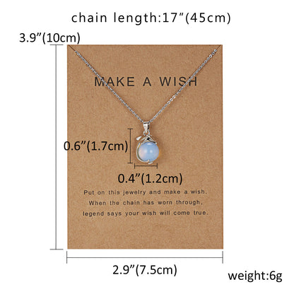 Dolphin Natural Stone Paper Card Necklace