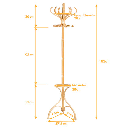 NNECW Practical Birch Coat Stand with 360Rotating Top Tier for Hat &amp Jacket Oak