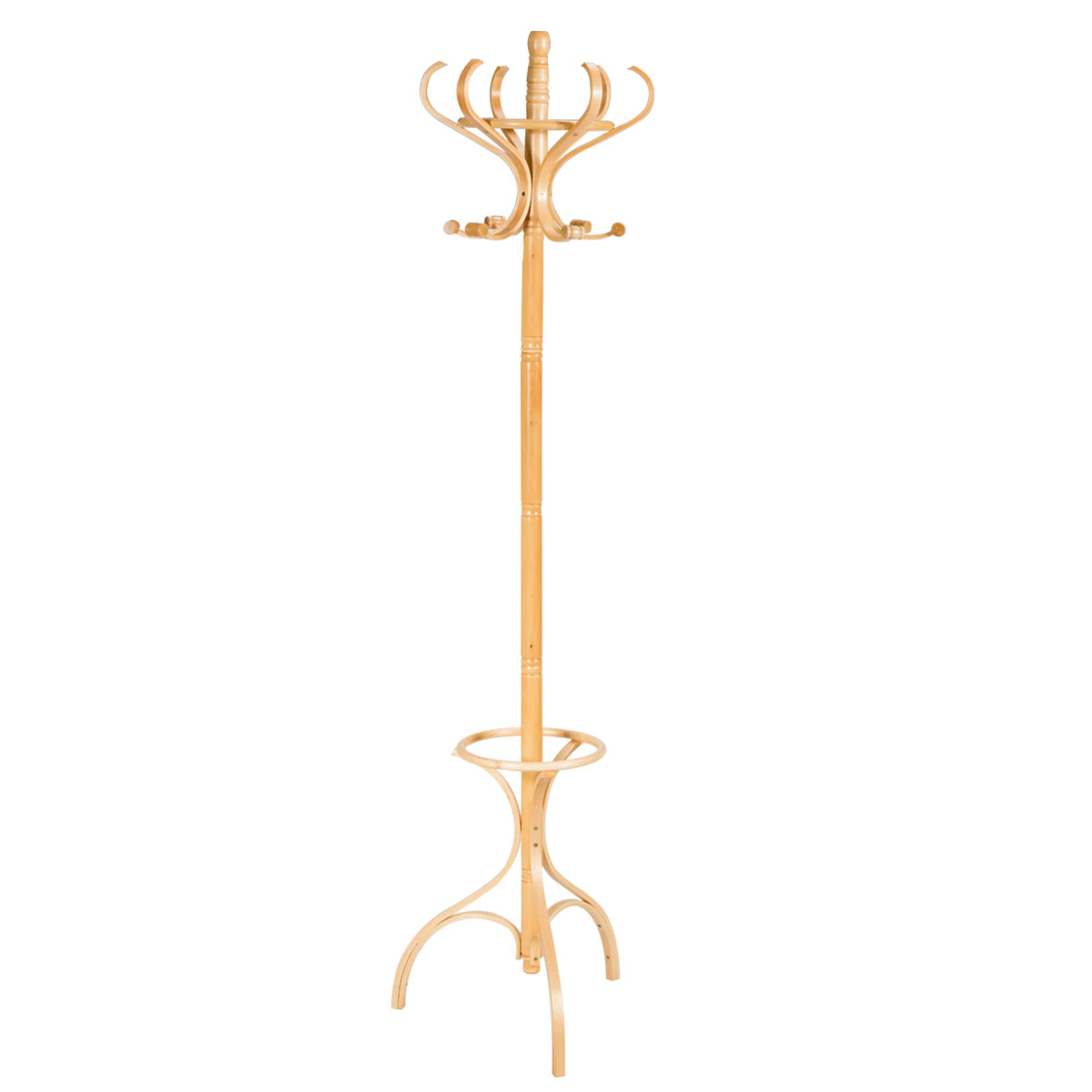 NNECW Practical Birch Coat Stand with 360Rotating Top Tier for Hat &amp Jacket Oak