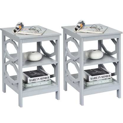 NNECW Set of 2 Side Table with Stable Structure for Bedroom/Living Room-Grey