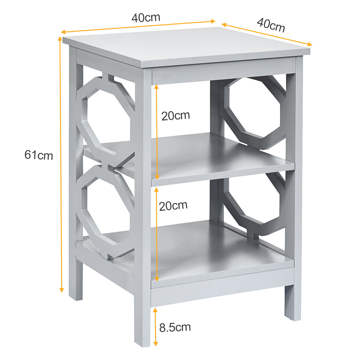 NNECW Set of 2 Side Table with Stable Structure for Bedroom/Living Room-Grey